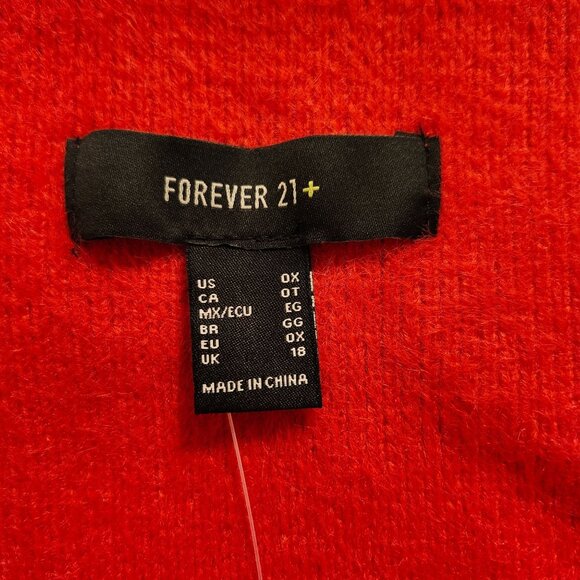 Forever 21 Women's Size 0X Off Shoulder Sweater-Knit Crop Top Red/White Stripe - Picture 6 of 8